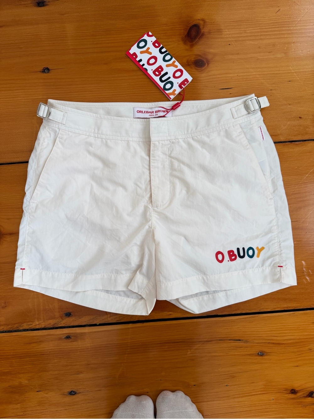 Orlebar Brown Setter O.Buoy Swim Shorts White Sand Size 30 NWT
